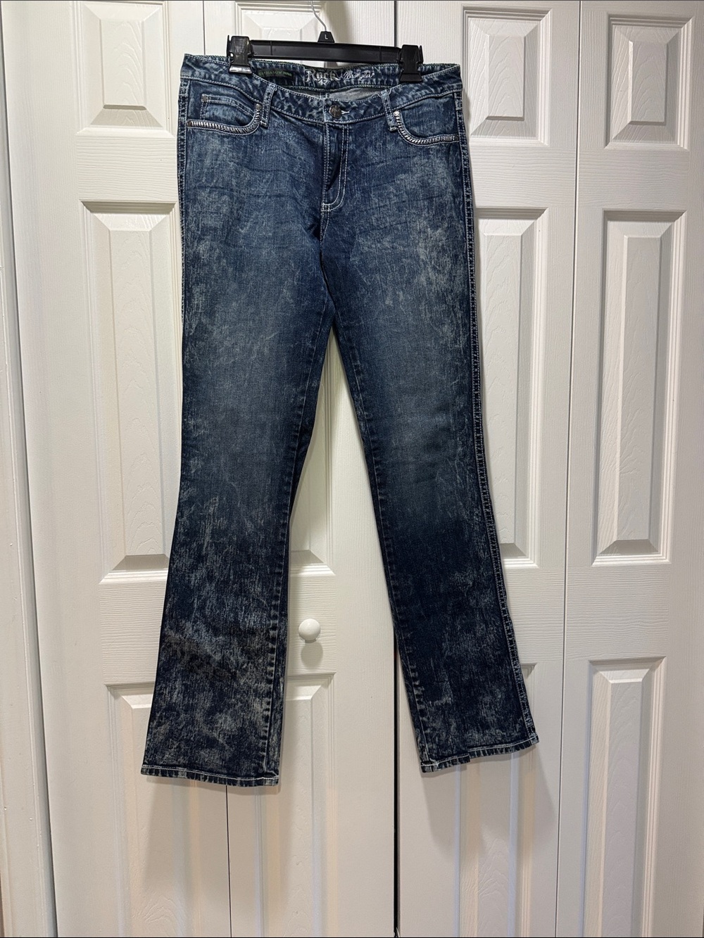 Wrangler Rock 47 Women's Dark Washed Blue Flare Jeans